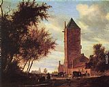 Salomon Van Ruysdael Wall Art - Tower at the Road
